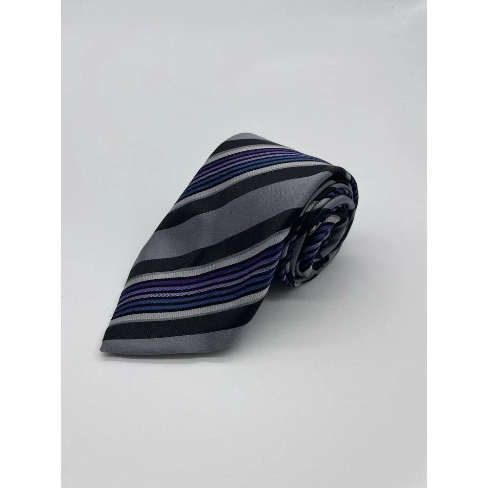 Santorelli Men's Striped Blue Gray‎ Tie 100% Silk Hand Made In Italy Designer